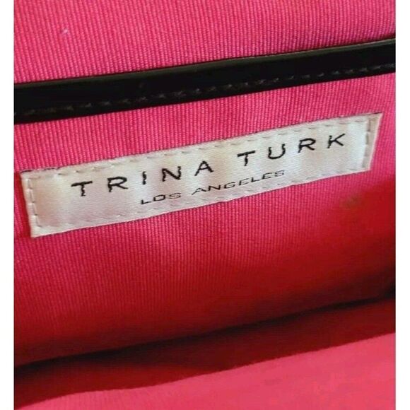 Trina Turk Woven Nylon Raffia Purse Black and Silver With Clear Handle - Picture 5 of 10